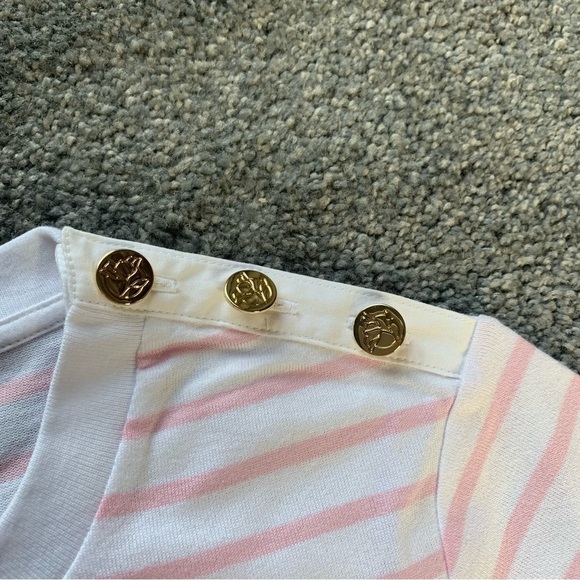 Draper James tie waist t shirt light pink mariner stripe dress - Picture 7 of 13